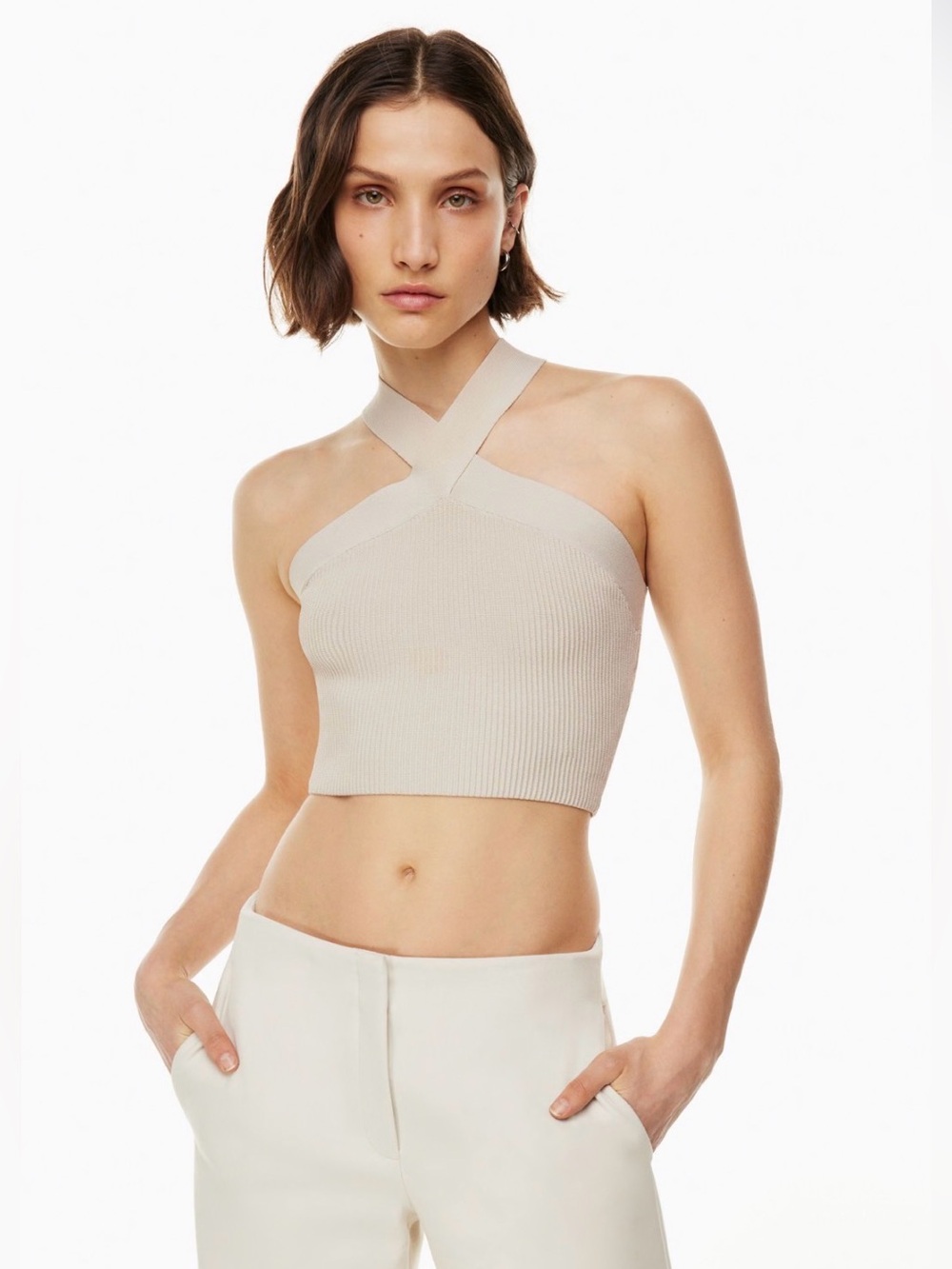 Artizia | Sculpt Knit Criss Cross Cropped Tank | Size 2XS